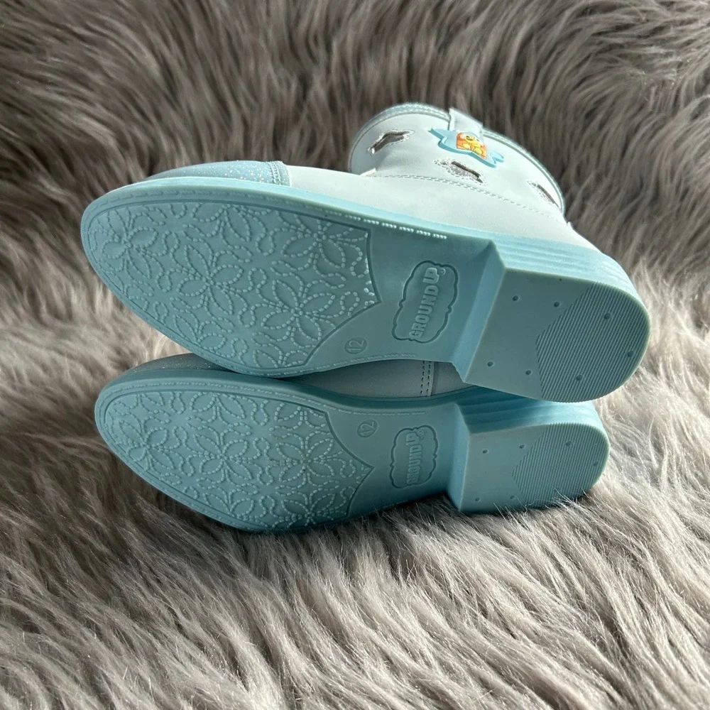 Ground Up Bluey Cowgirl Girls Size‎ 12 Blue Light Up Shoes Side Zip Pull On